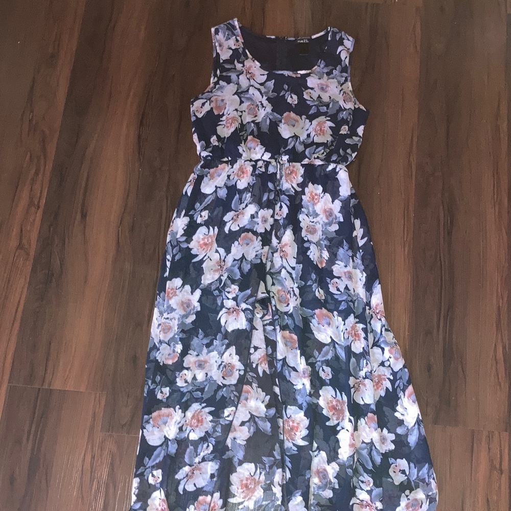 Rue21 Navy Floral Sleeveless Jumpsuit Romper with Shorts Underneath